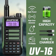 UV-16 Walkie Talkie Tri-Band 10 KM VHF/UHF CB Ham Dual Band Two Way Radio New 
