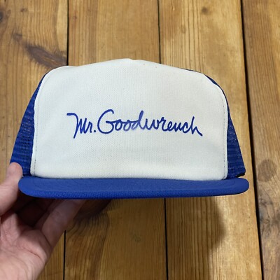 Vintage 80s Mr Goodwrench Script Trucker Hat USA MADE 1980s Racing Snapback Cap