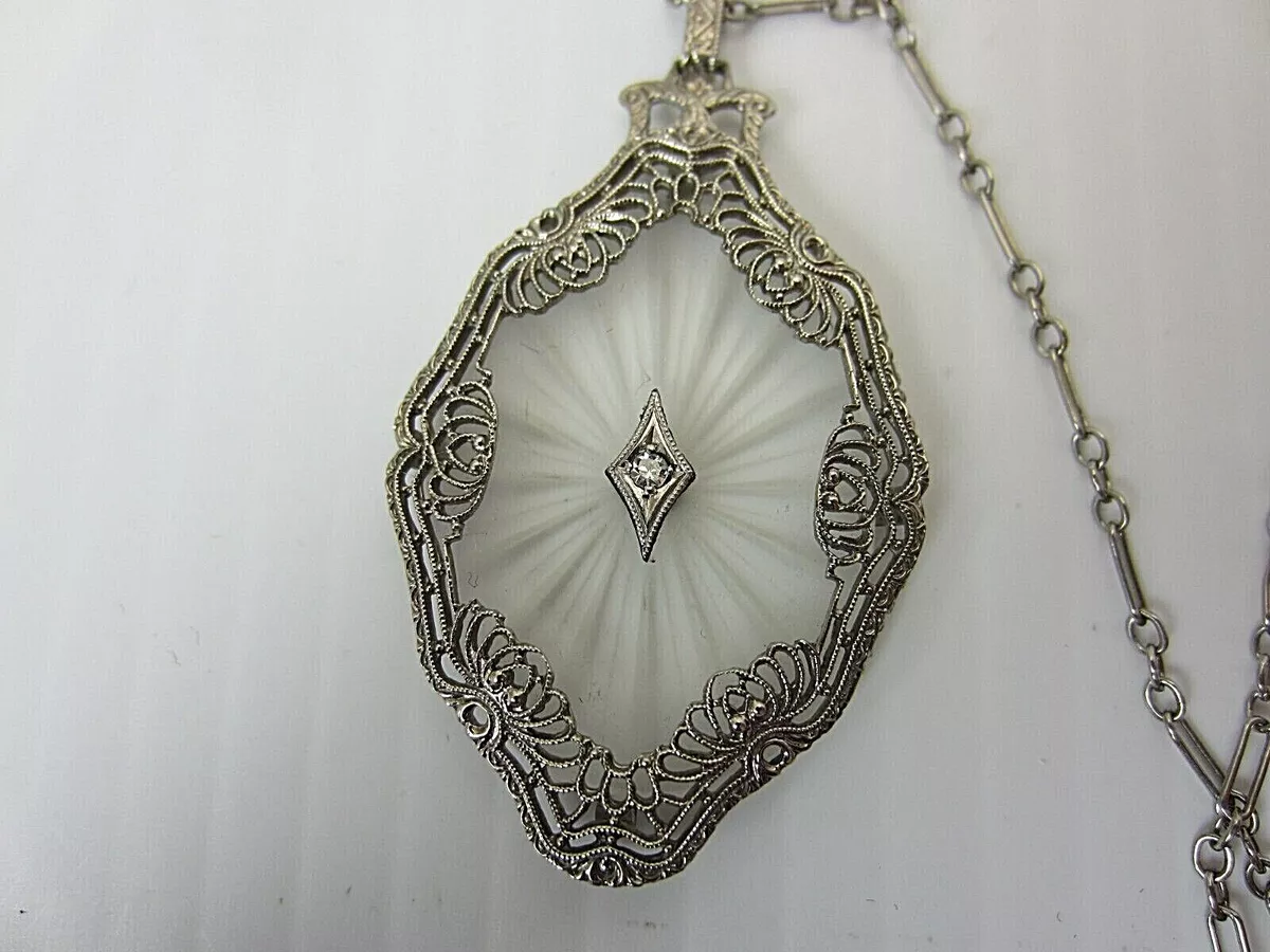 Estate Collection Art Deco Camphor Glass Diamond Pendant – Symmetry Inc.