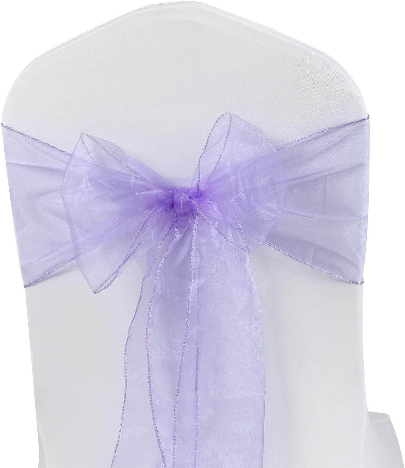 50-Pack Lavender Organza Chair Sashes Chiffon Ties Universal Knot Bows