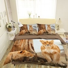 3D Africa Lions S013 Animal Bed Pillowcases Quilt Duvet Cover Set Queen King Su