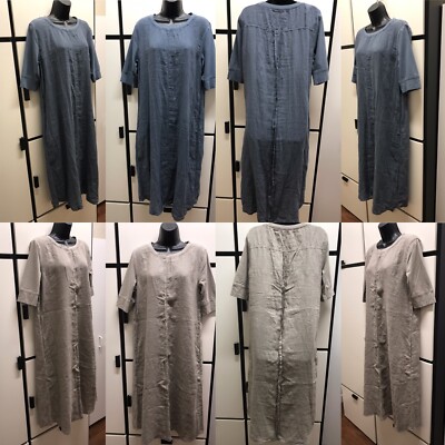 Flax Lithuania S Urban Linen Horizon Dress Smokestone Putty Small 
