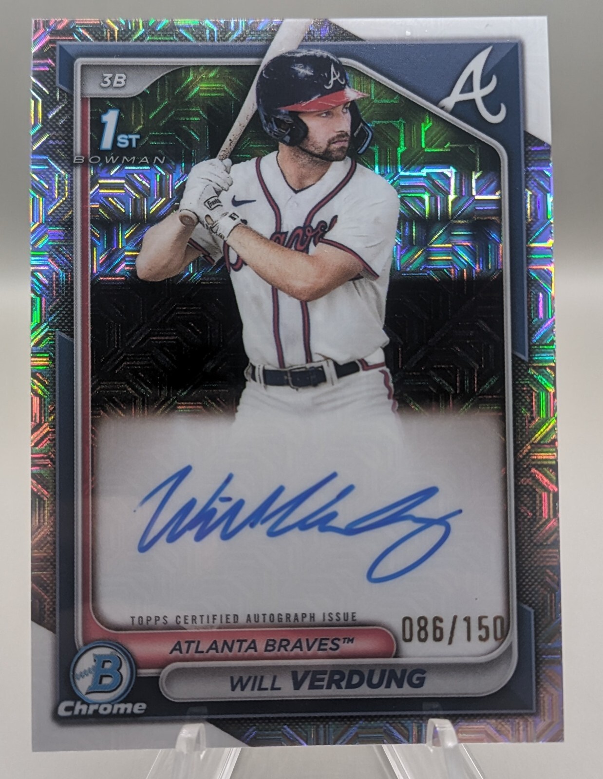 2024 Bowman Chrome WILL VERDUNG 1st Prospect HTA Choice Refractor AUTO /150 RC