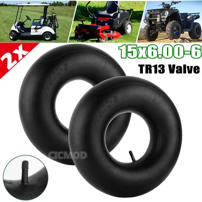 CICMOD 2Pack Inner Tube 15 x 6.00 x 6 Tyre 15x6.00-6 Lawn Mower Tractor Straight Valve