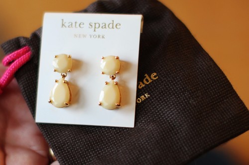 Kate Spade AUTHENTIC PLAZA ATHENEE BONE CREAM DANGLE DOUBLE DROP EARRINGS