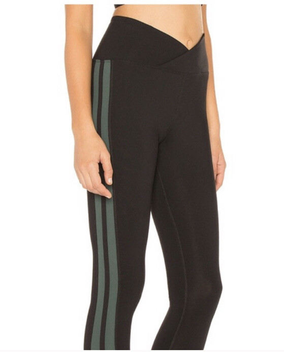 Year of Ours Racer Cross Waist Stripe Legging XS Black Green Year of Ours Racer Cross Waist Stripe Legging XS Black Green
