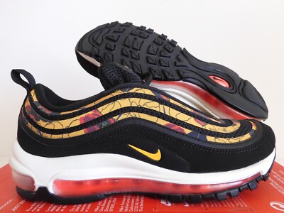 WMNS NIKE AIR MAX 97 SE BLACK-UNIVERSITY GOLD-SAIL ''FLORAL'' SZ 7 [BV0129-001]