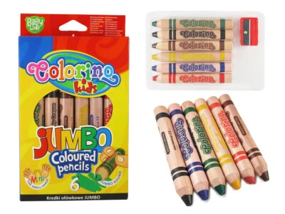 COLORINO Buntstifte Malstifte KINDER 6 farben JUMBO MINI Ersten Buntstifte + SPITZER