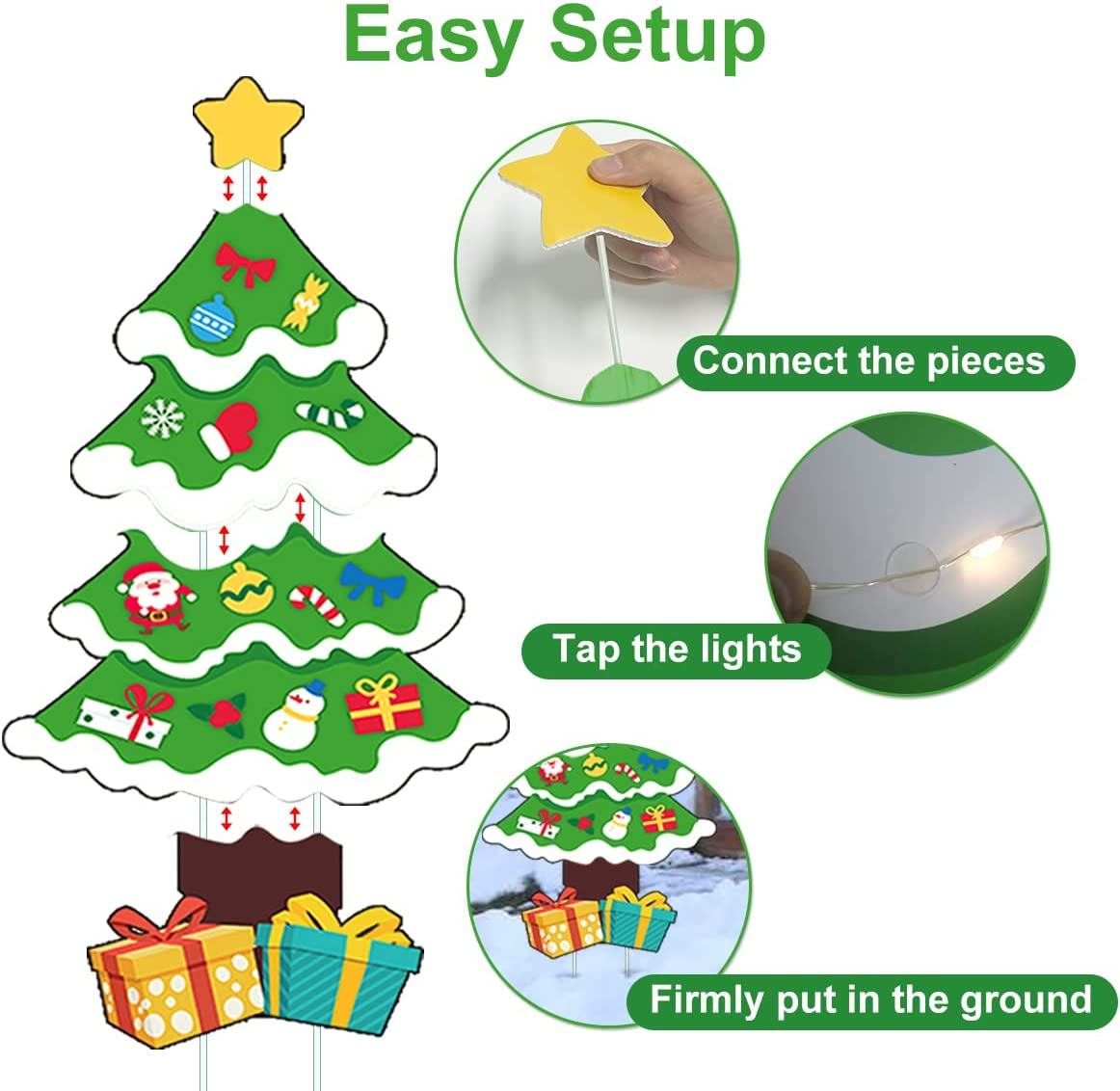 46"Christmas Tree Yard Signs with Lights Christmas Outdoor Decorations