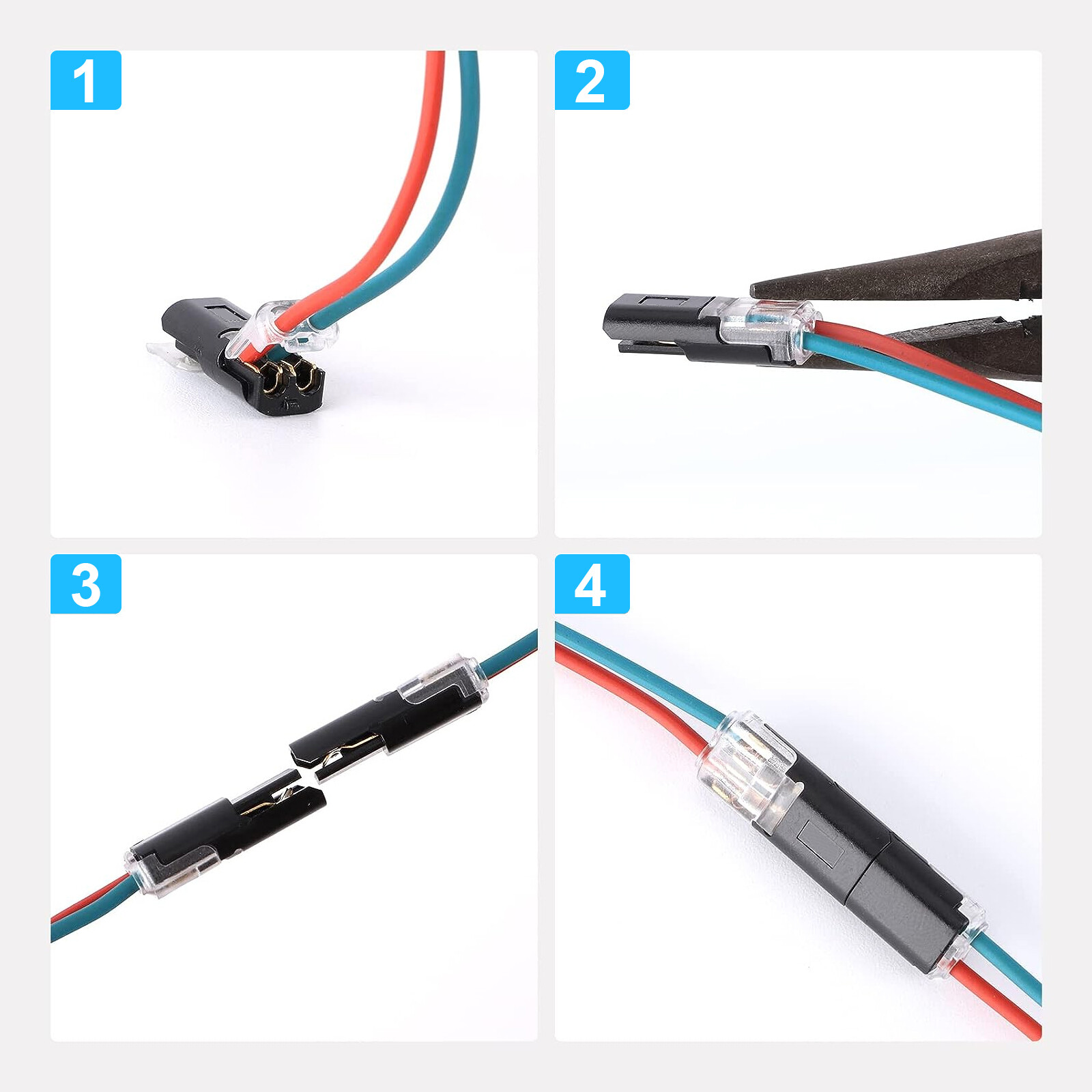 50PCS Double-Wire Cable Plug-in Connector with Locking Buckle, AWG 18-22