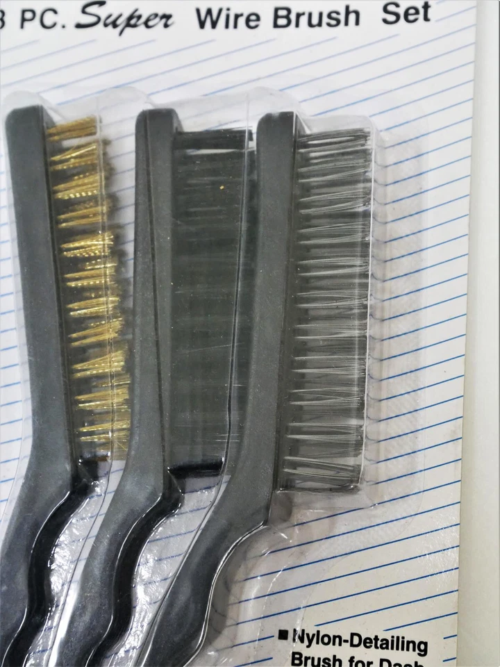 3311 Se adapta a mini juego de cepillos de alambre nailon acero latón x3 piezas elimina pintura de soldadura oxidada Foto 4 de 4