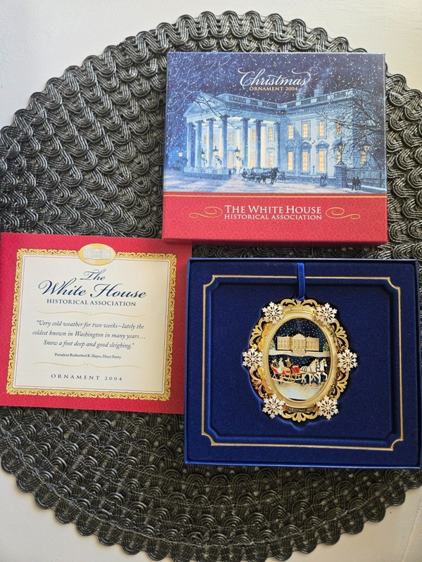 2004 White House Historical Association Christmas Ornament Orig Box Hayes