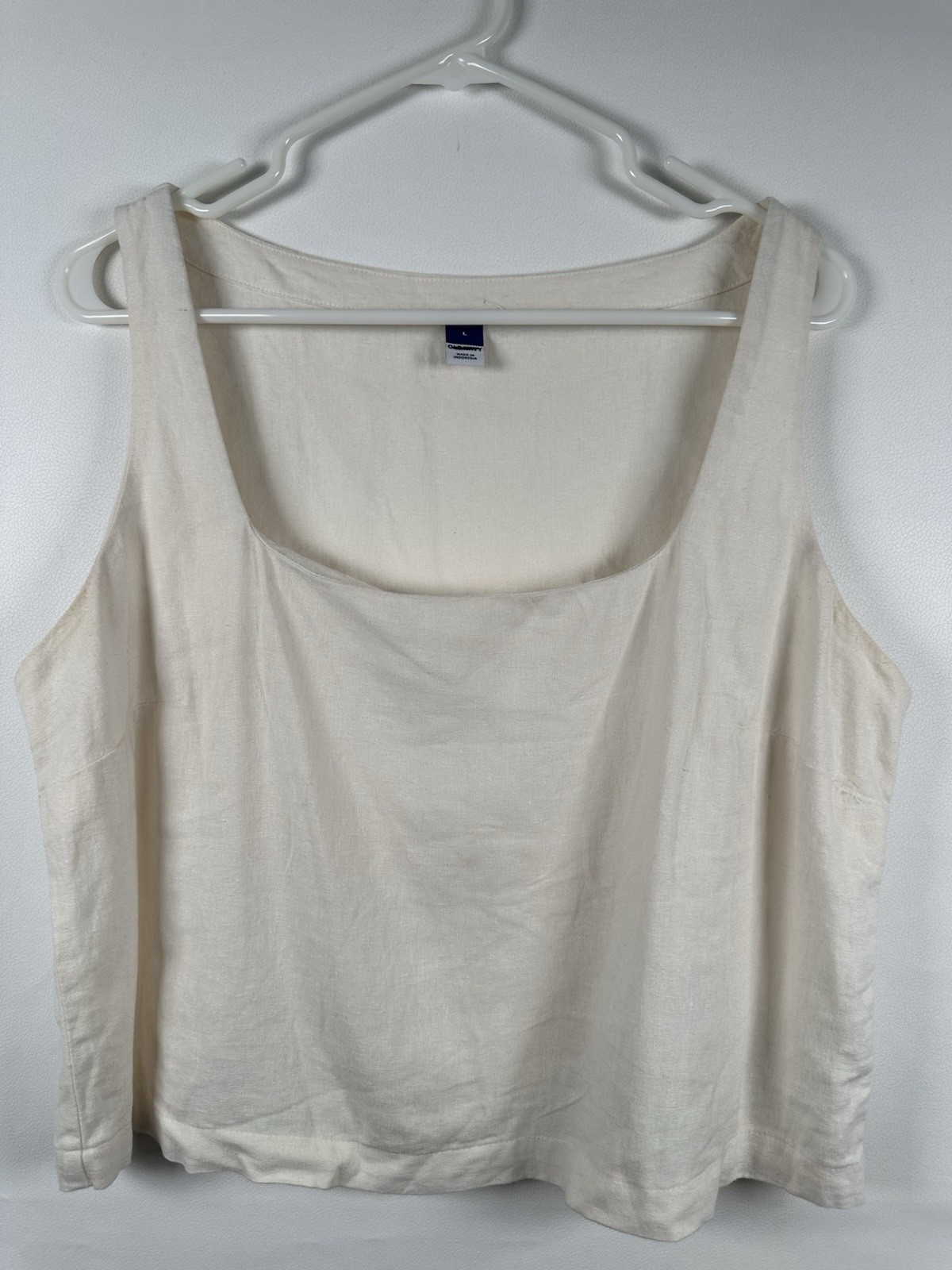 Old Navy Cropped Square-Neck Linen Blend Top in Natural Linen - L