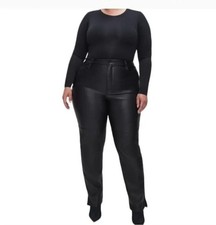 Good American Good Boy Faux Leather Pants Super High Rise Black Size 12/31