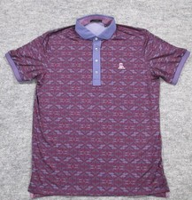 Greyson Polo Shirt Mens Large Purple Wolf Print Stretch Golf Performance