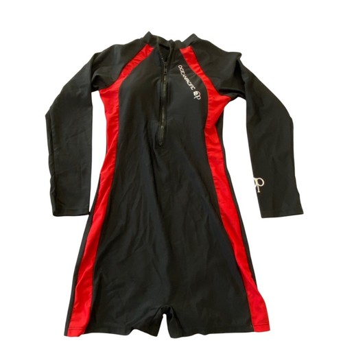 OP Black Red Long sleeve rash guard surf sun protection Swim Suit NEW Sz Medium