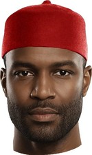 Red Wool Fez Hat for Men   Soft Felt Igbo Cap  Traditional African Hat Kufi - D