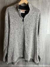 Wrangler Authentics Pullover Sweater Mens Large Gray Quarter Zip 100 Polyester