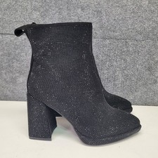 New Women's Jeweled Rhinestone Crystal Ankle Boot Booties Pointed Toe Block Heel