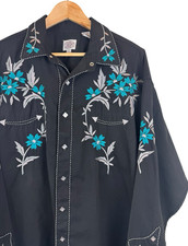 Vintage Western Gibson Trading Co Pearl Snap Shirt Men's XL Black Embroidered