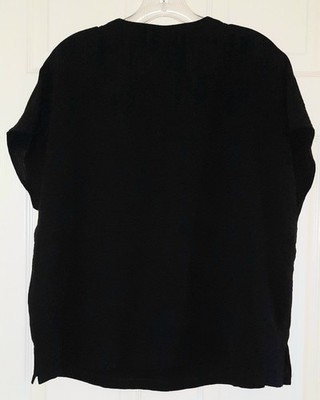 Primark Womens Black V-neck Lt Weight Dolman Sleeve Crinkle Top Medium (8-10)