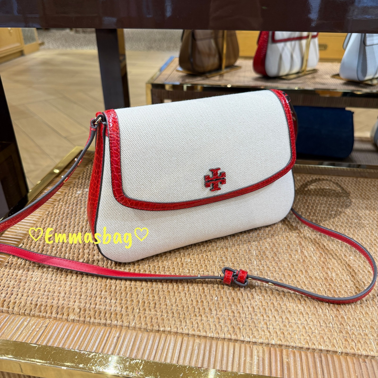 Tory Burch Emerson Canvas Convertible Shoulder Bag 175791 Red Sky $625
