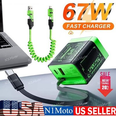 67W GaN Fast Charging Charger With Expandable And Cable For iPhone 16 15 Pro Max