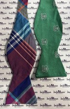 Brooks Brothers 2 Sided Multicolor  Green Self Tie Adjustable Bow Tie Silk