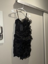 Fashion Nova Luxe XS NWT Giselle Ruffle Mini Dress - Black MSRP $59.99