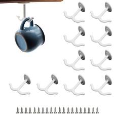 10 Pcs Alloy Ceiling Double Hook Cabinet Wardrobe Coat Towel Hat Hook Hooks U...