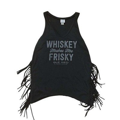 Ole Red Nashville Whiskey Makes Me Frisky Fringe Tank Top Black S Boho Festival