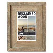 Rustic 4x6 Picture Frame, Reclaimed Barnwood Photo Frame with HD Tempered Gla...