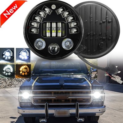 For GMC C15/C25 C35 1975-1978 2-Pack 7''inch Round LED Headlights High Low Beam