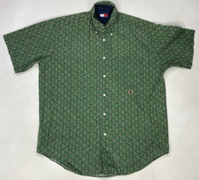 VINTAGE Tommy Hilfiger Anchor Flag Print Shirt Men Medium Crest Short Sleeve