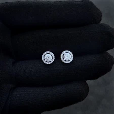 8mm Round Moissanite Cluster Earrings, 1.18ct Diamond Studs
