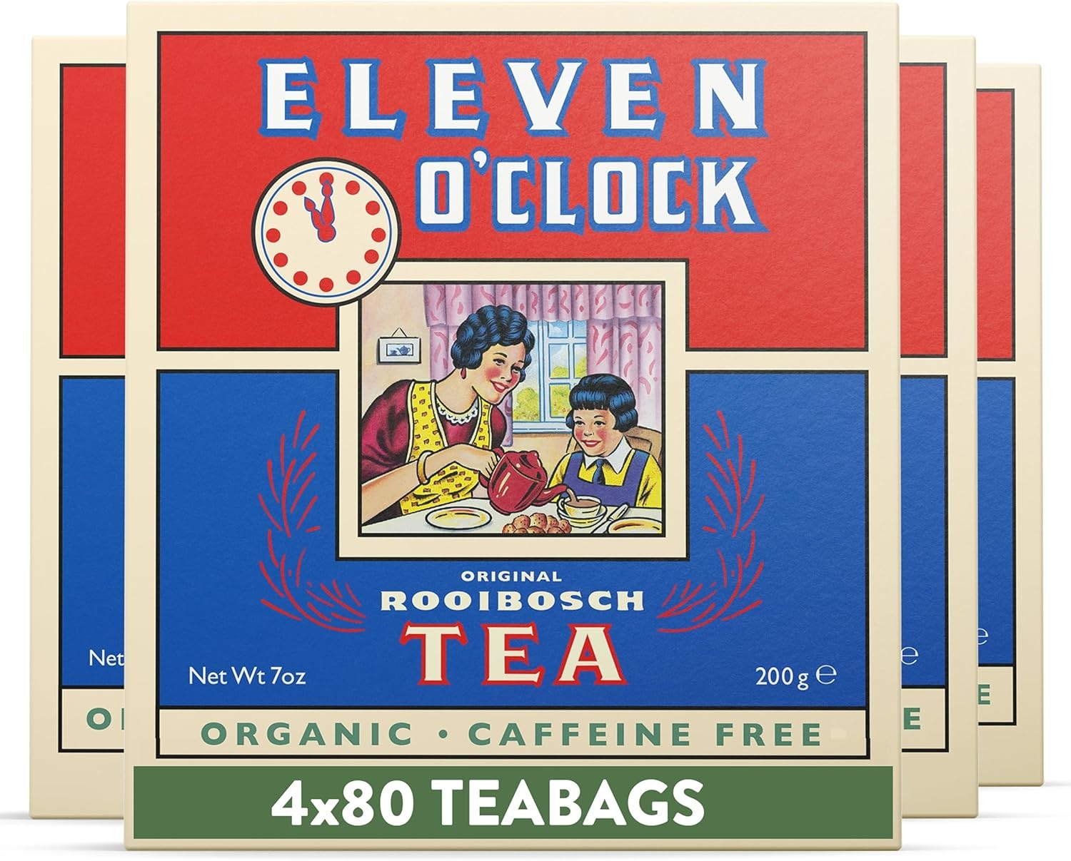 Eleven O'Clock Original Rooibos Tea (4 x 80 Teabags) - Organic Redbush Teabags,