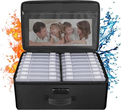 ENGPOW Fireproof Photo Storage Box 5'' x 7'' Case(Clear),16 Inner Black 