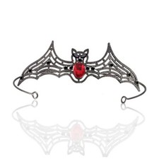 Baroque Vampire Bat Headpiece Gothic Wedding Black With Black Red Stone
