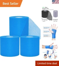 3 Rolls X 22 Yards Blue Pre Wrap Athletic Tape - Skin-Friendly Foam Underwrap