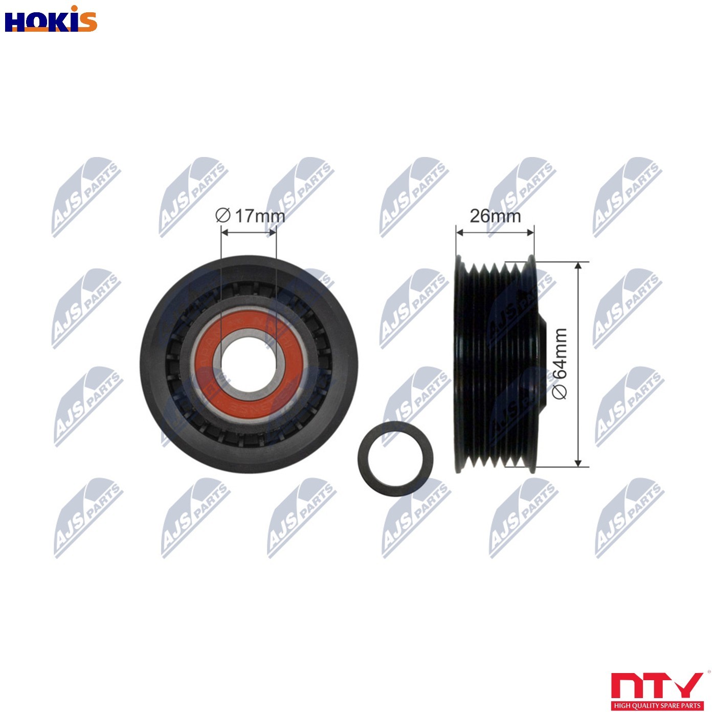 NTY Idler/Guide Pulley With V-Belt RNK-AU-045 Audi Chrysler Reinforced 64mm - Image 7