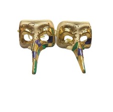 Set Of 2 Long Nose Venetian Masquerade Mardi Gras Half Face Masks Decor Prop