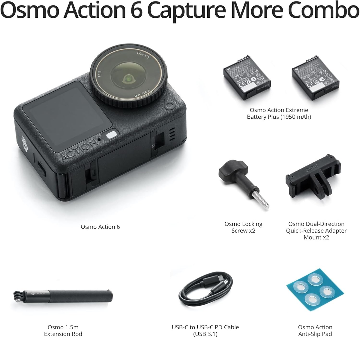 DJI Osmo Action 6 Capture More Combo, 8K Waterproof Action Camera