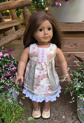 18'' Home-Made Doll Clothes fits American Girl ~ Floral & Polka Dot Dress