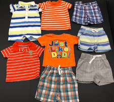 Lot Of 8 Baby Boys Shirts  Shorts, Romper Size 0-3