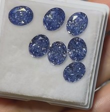 1CT Certified 8Pc Natural Oval Cut Blue Diamond D Grade VVS1  1 Free Gift