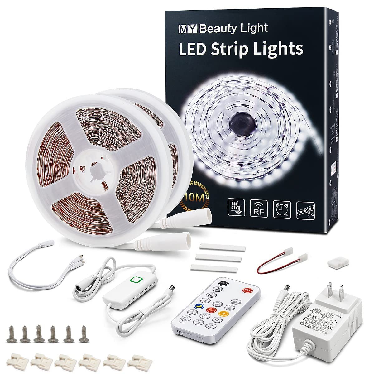 32.8ft Warm White Dimmable LED Strip Lights with RF Remote 60 LEDs-image