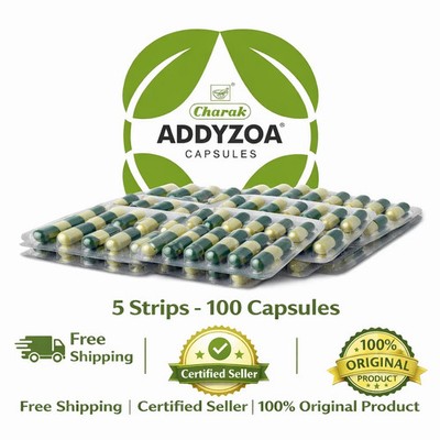 Charak Addyzoa Capsules   5 Strips (100 Capsules) | Herbal Reproductive Wellness