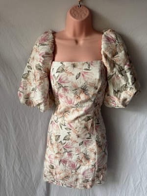Forever New Candice Floral Puffed Sleeves Dress 8