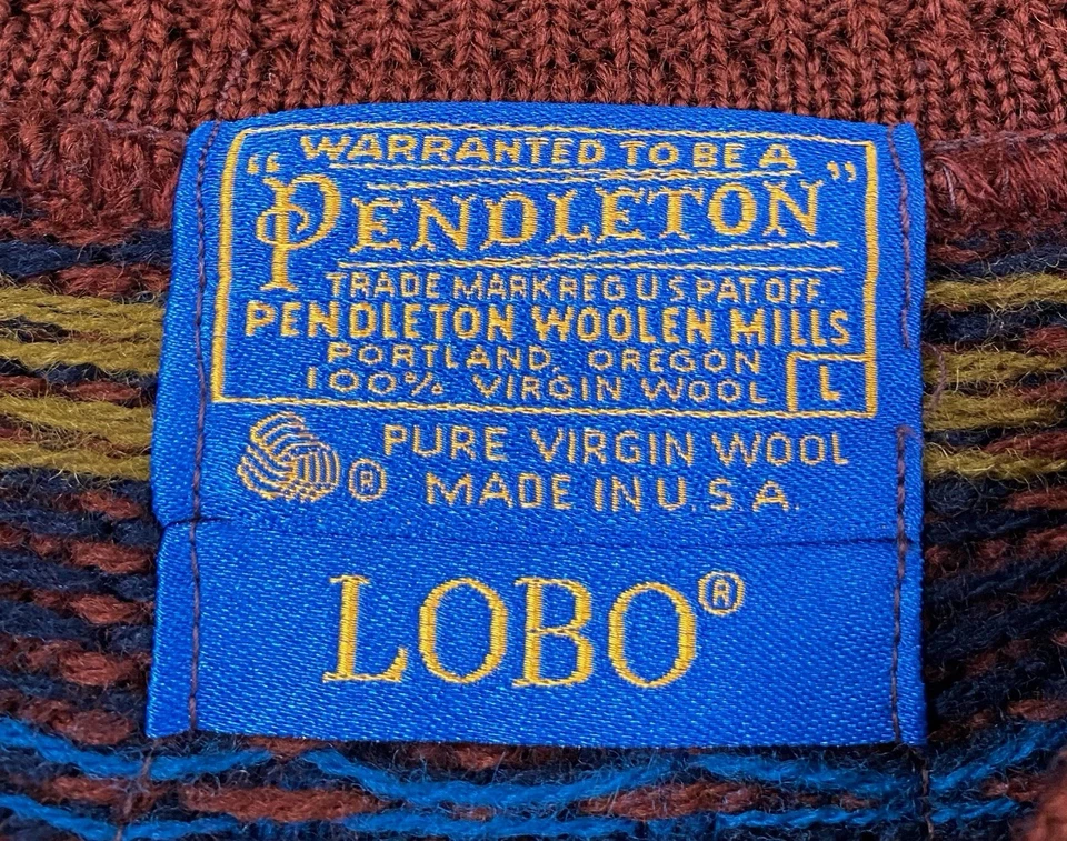 VTG 90’s Pendleton LOBO 100% Wool Colorful Patterned Textured Knit Sweater Large - Image 4 of 4