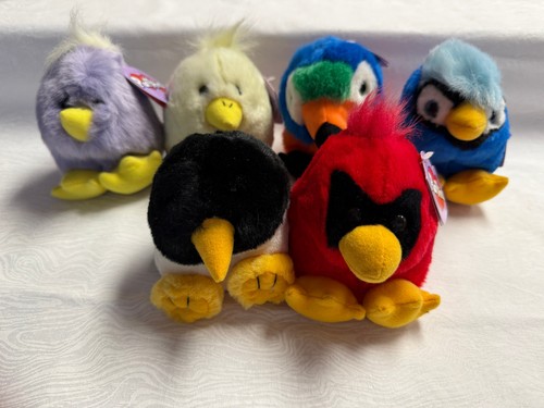 Lot of 6 Puffkins, Chickety(limited edition), Peeps, Tux, Casey, Jake, & Squawk